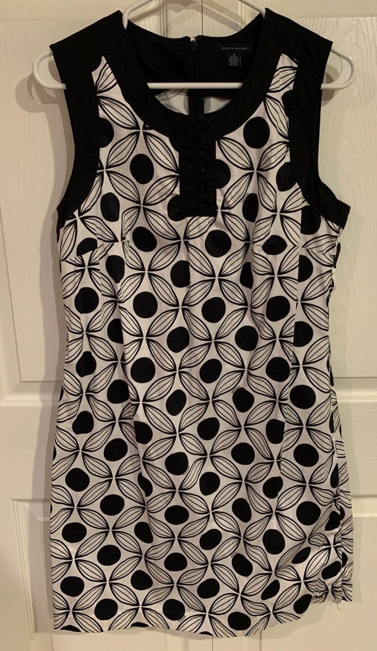 Tommy Hilfiger Sheath Pencil Dress Womens 12 Black White Floral